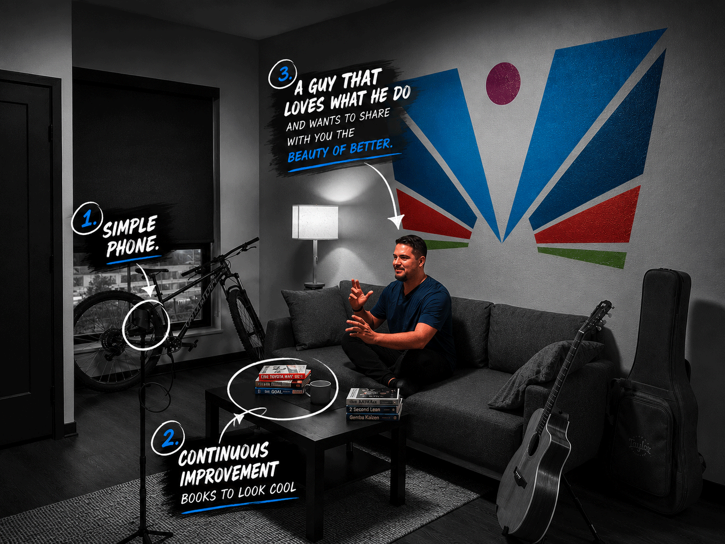 vangelum-founder-story-luis-mandujano Luis Mandujano creating educational content about continuous improvement, leadership development, personal growth, and the pursuit of better through VANGELUM.